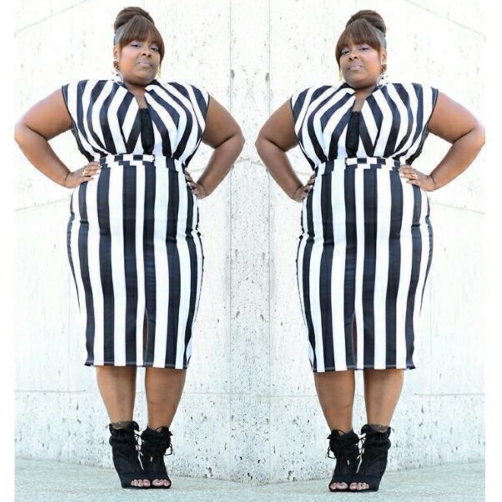 Black White Stripe Bodycon Dress